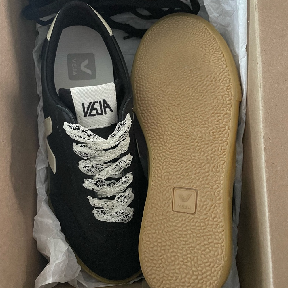 Veja Black and Tan Sneakers with Sleek Design